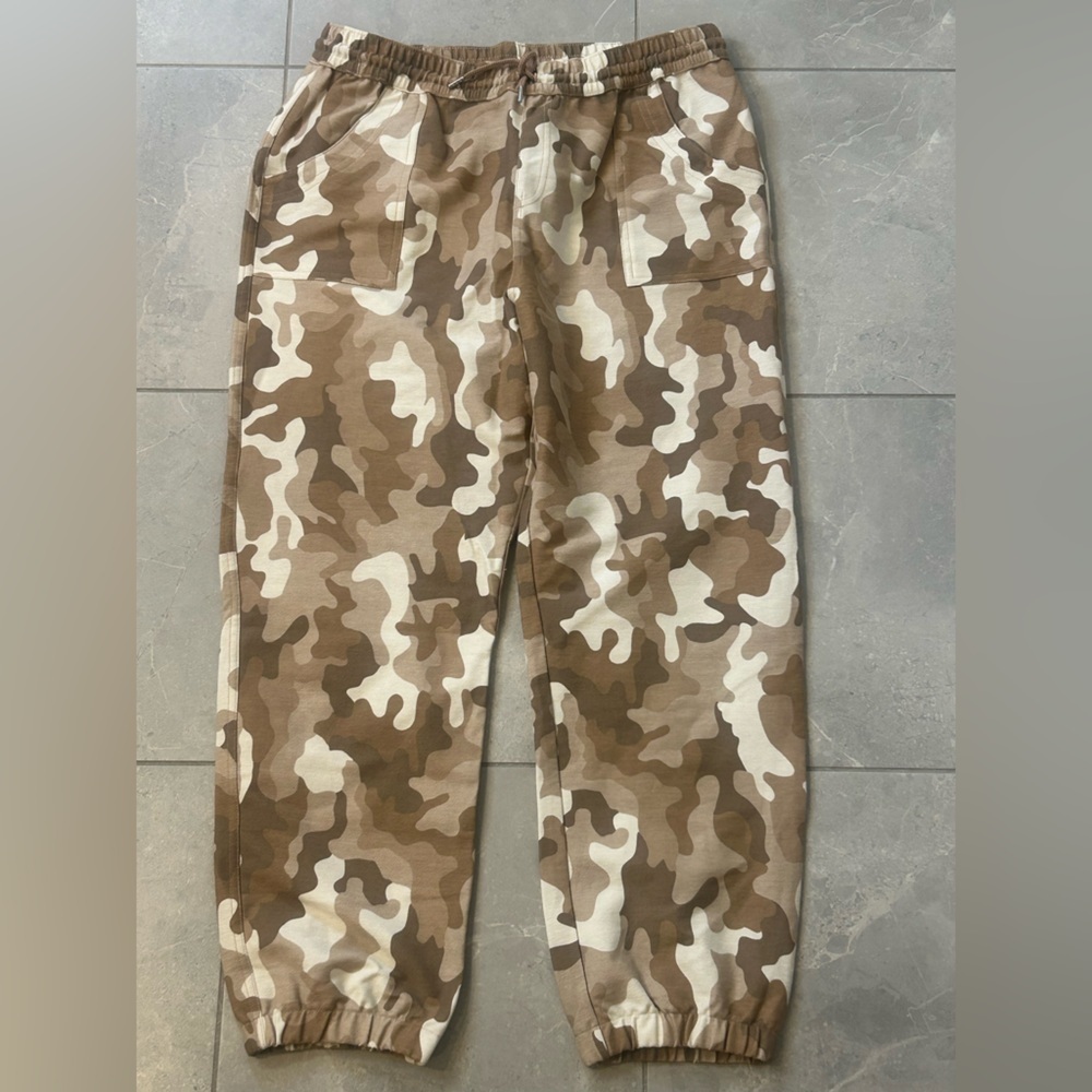 NWOT Lands End Pants Boys XL Clay Bisque Camouflage Drawstring Joggers - Picture 1 of 8